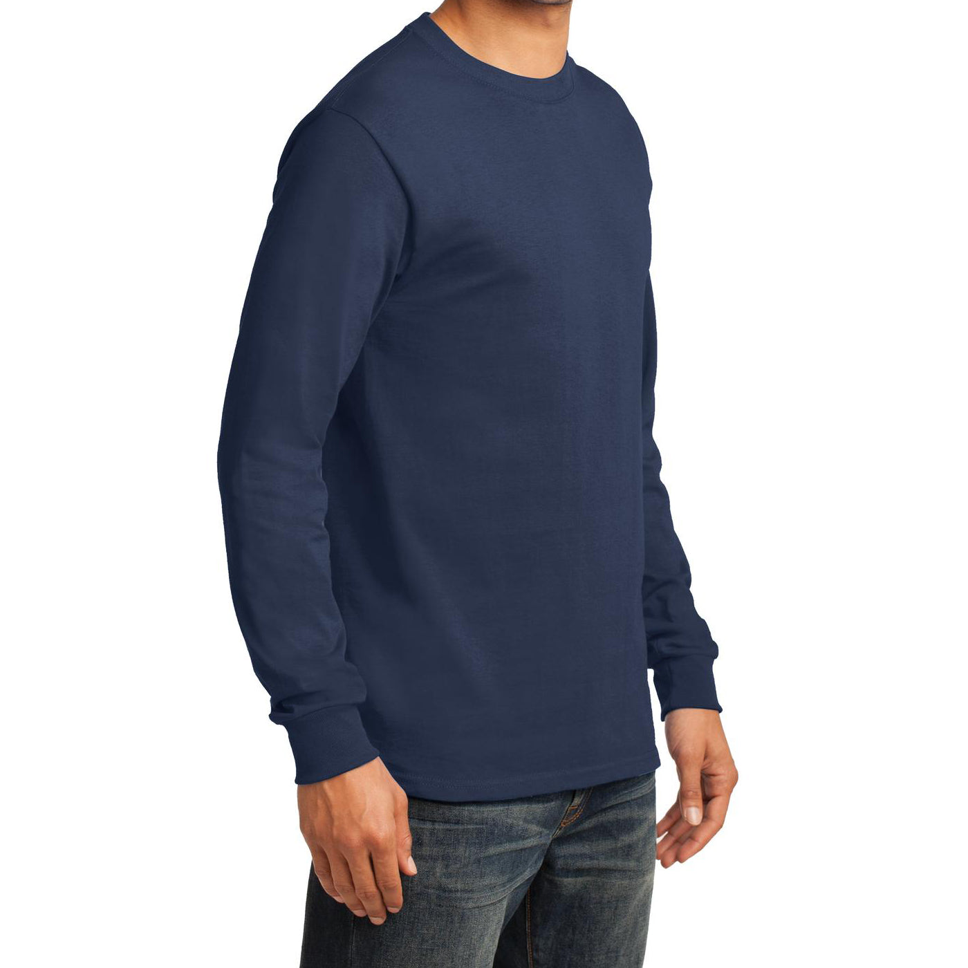 Men's Long Sleeve Essential Tee - Navy - Side