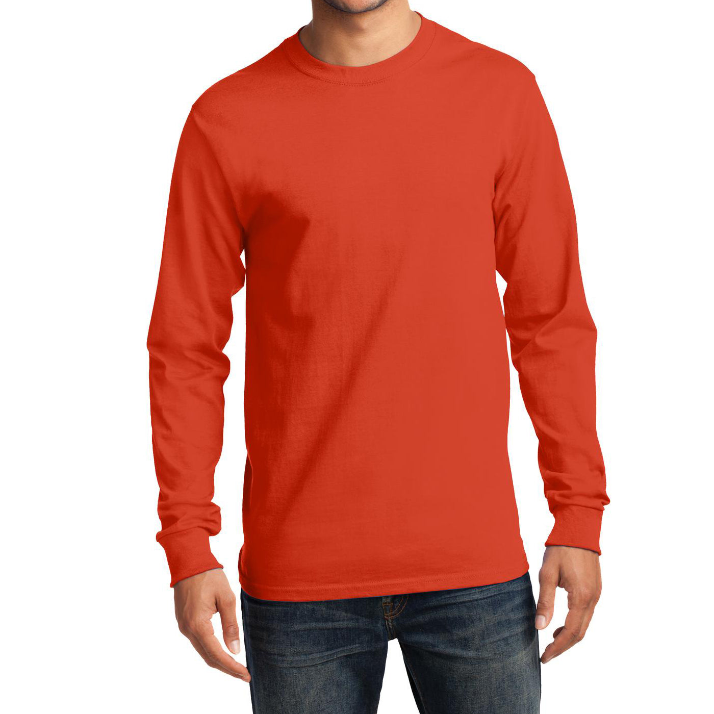 Men's Long Sleeve Essential Tee - Orange - Front