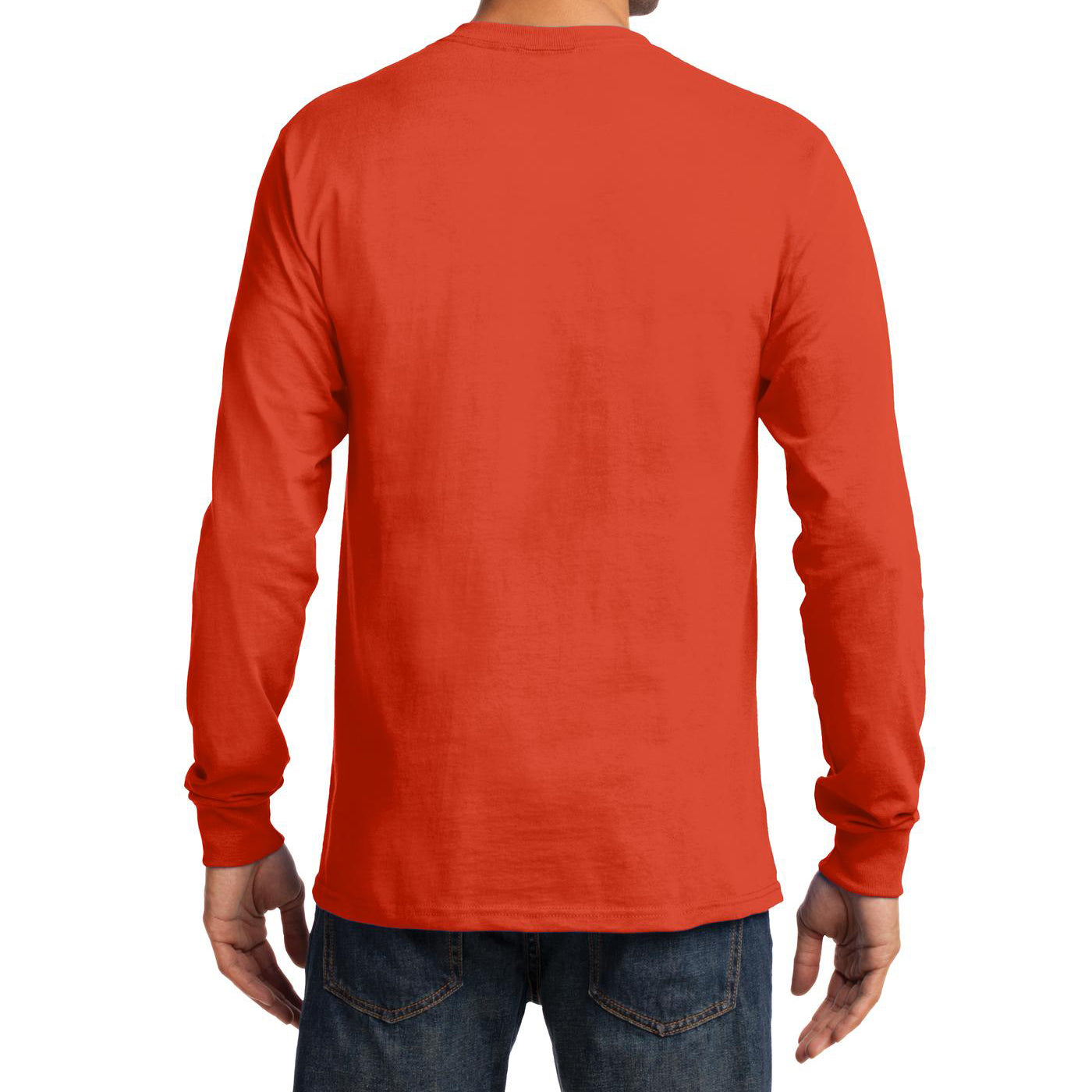 Men's Long Sleeve Essential Tee - Orange - Back