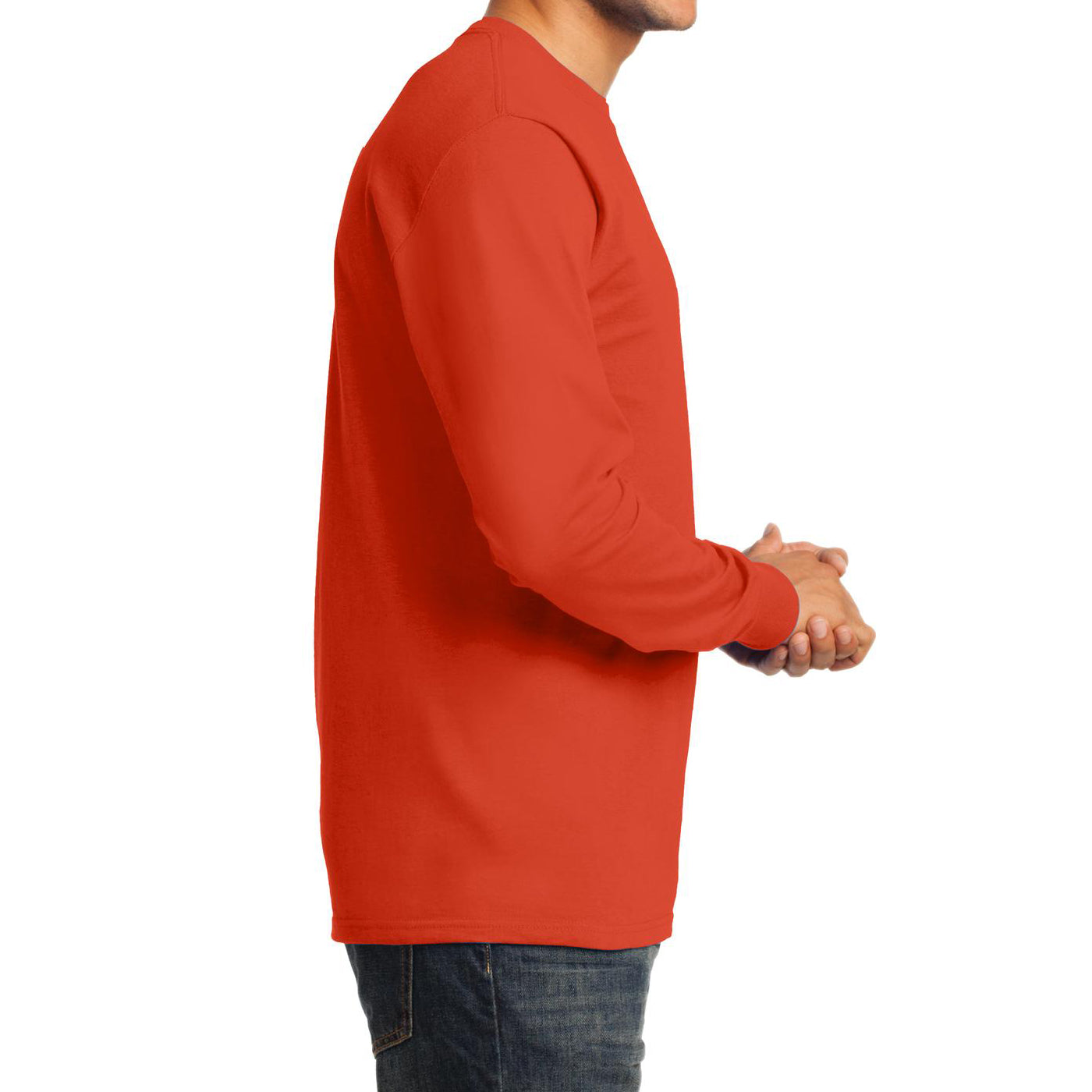 Men's Long Sleeve Essential Tee - Orange - Side