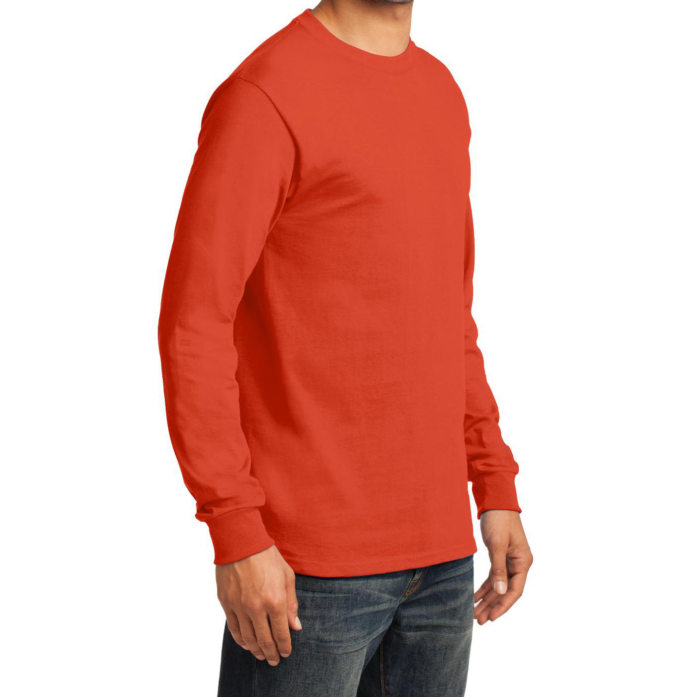 Men's Long Sleeve Essential Tee - Orange - Side