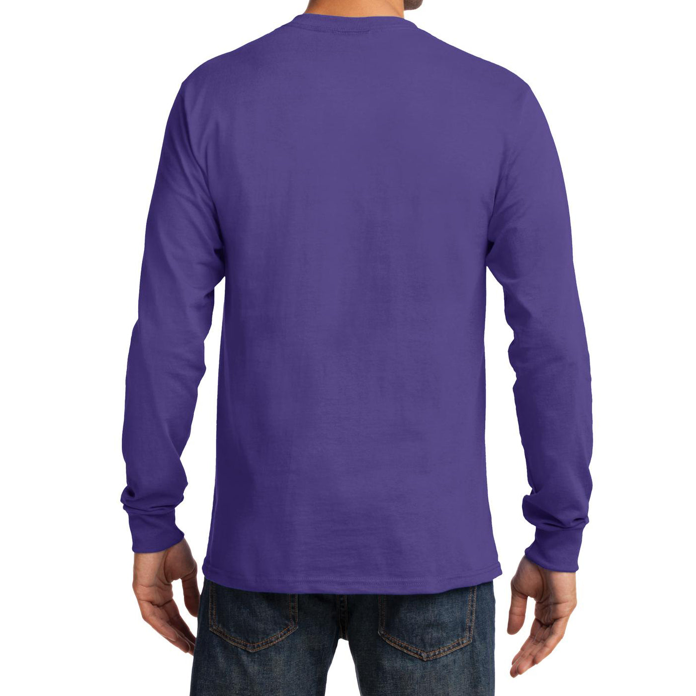 Men's Long Sleeve Essential Tee - Purple - Back