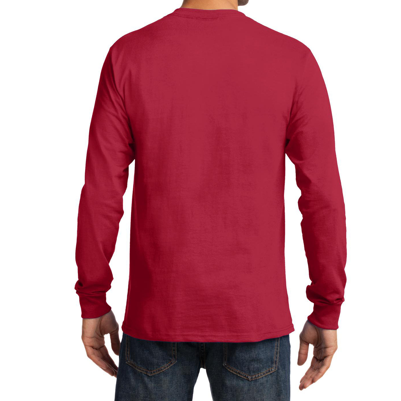 Men's Long Sleeve Essential Tee - Red - Back