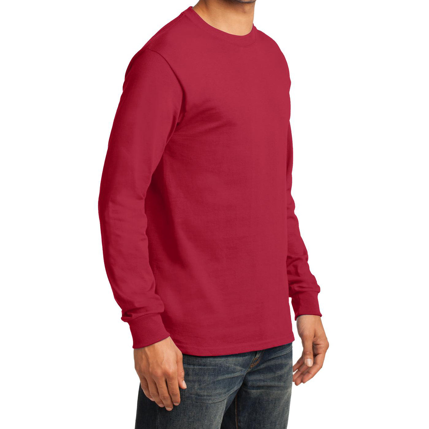 Men's Long Sleeve Essential Tee - Red - Side