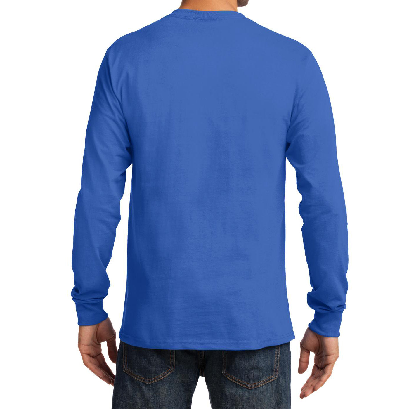 Men's Long Sleeve Essential Tee - Royal - Back