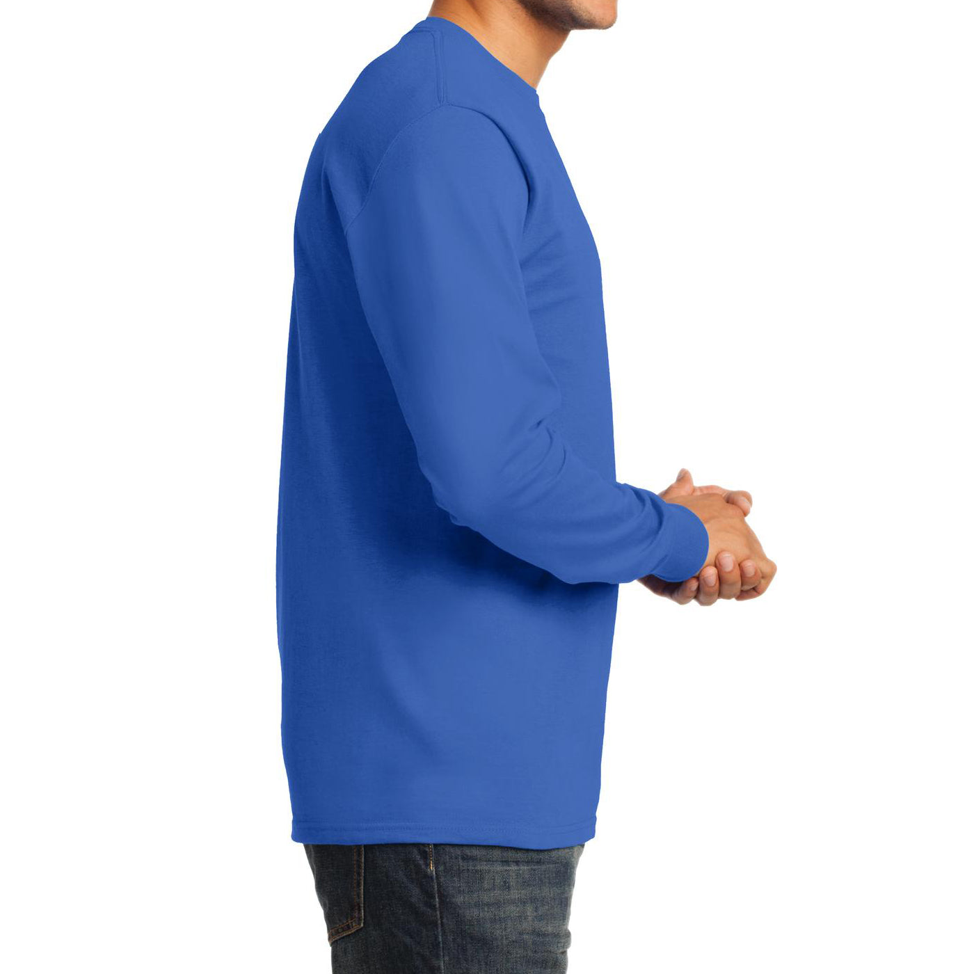 Men's Long Sleeve Essential Tee - Royal - Side