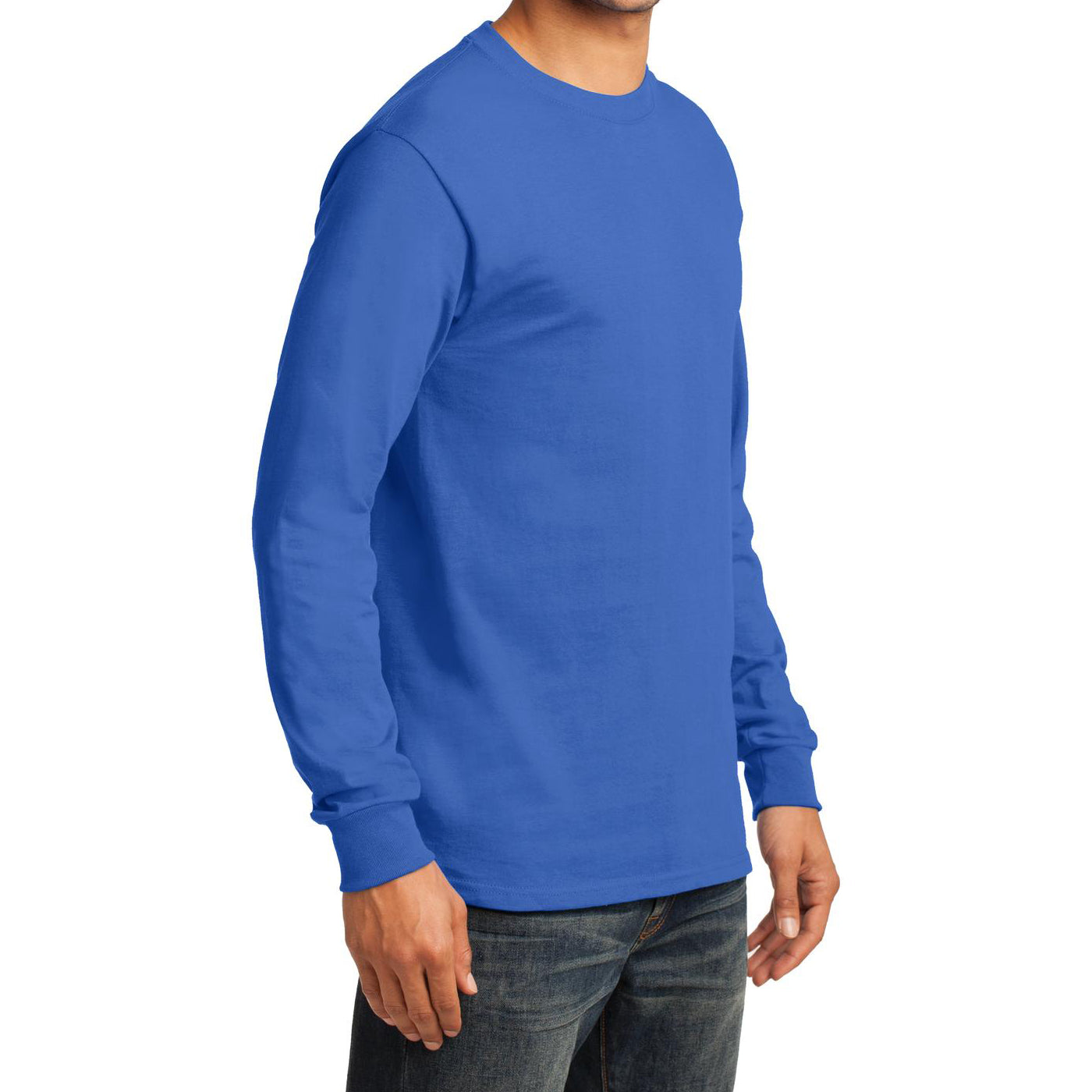Men's Long Sleeve Essential Tee - Royal - Side