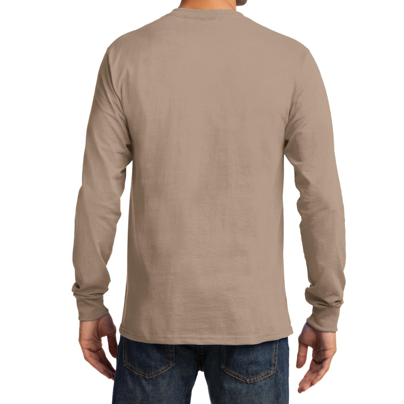 Men's Long Sleeve Essential Tee - Sand - Back