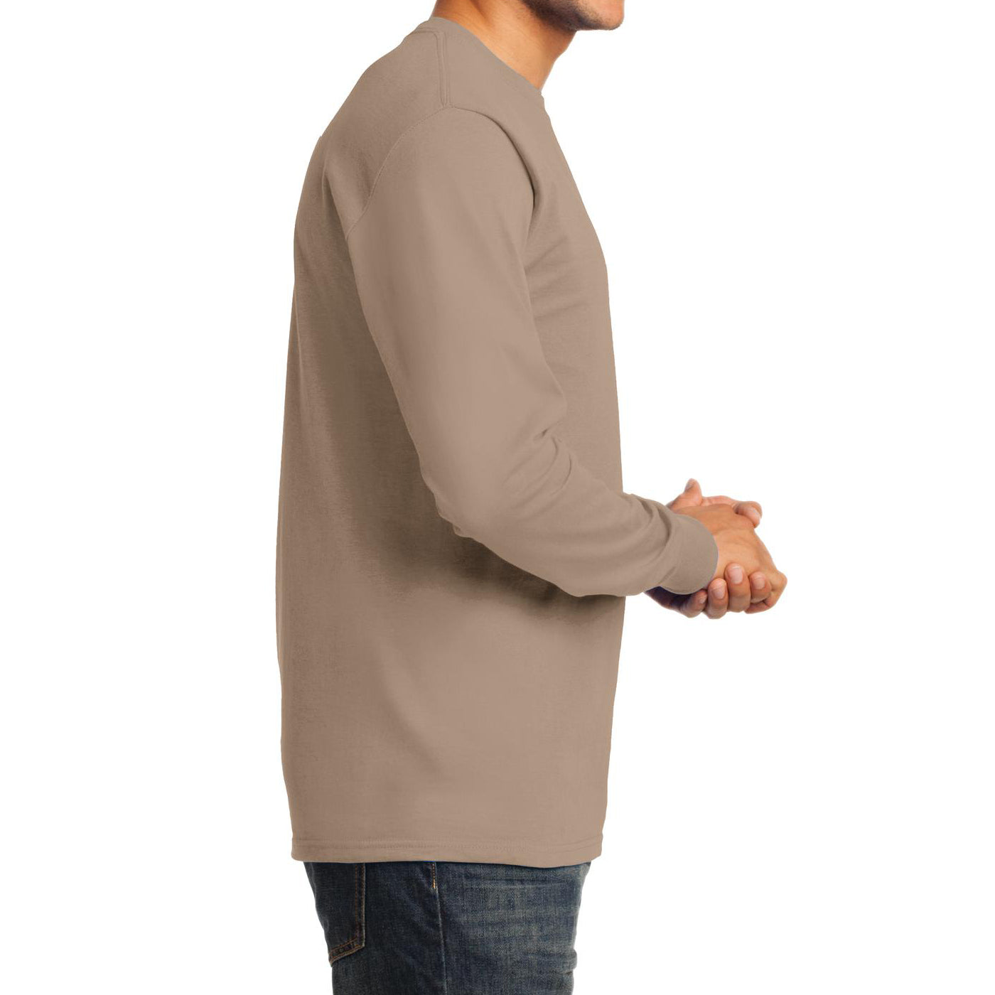 Men's Long Sleeve Essential Tee - Sand - Side