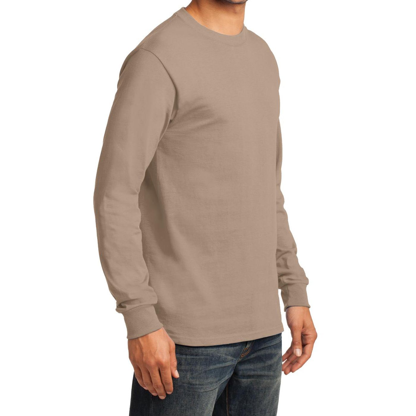 Men's Long Sleeve Essential Tee - Sand - Side
