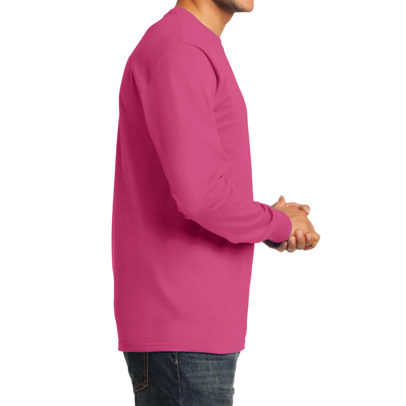 Men's Long Sleeve Essential Tee - Sangria - Side