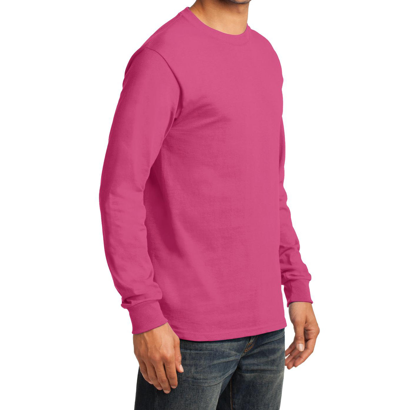 Men's Long Sleeve Essential Tee - Sangria - Side