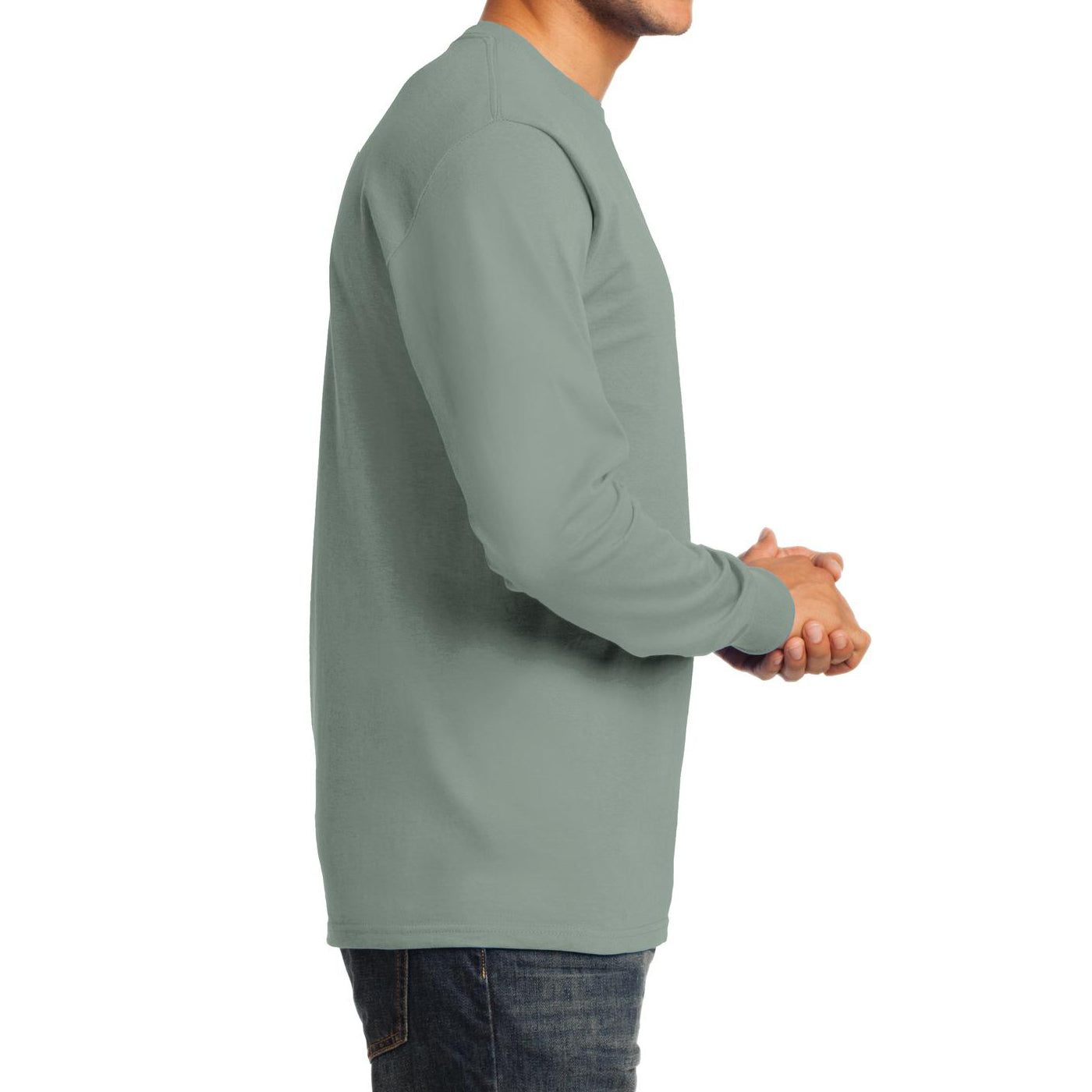 Men's Long Sleeve Essential Tee - Stonewashed Green - Side