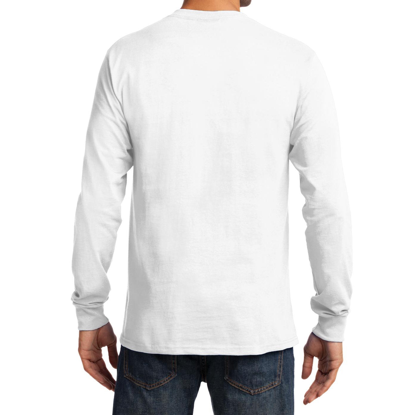 Men's Long Sleeve Essential Tee - White - Back