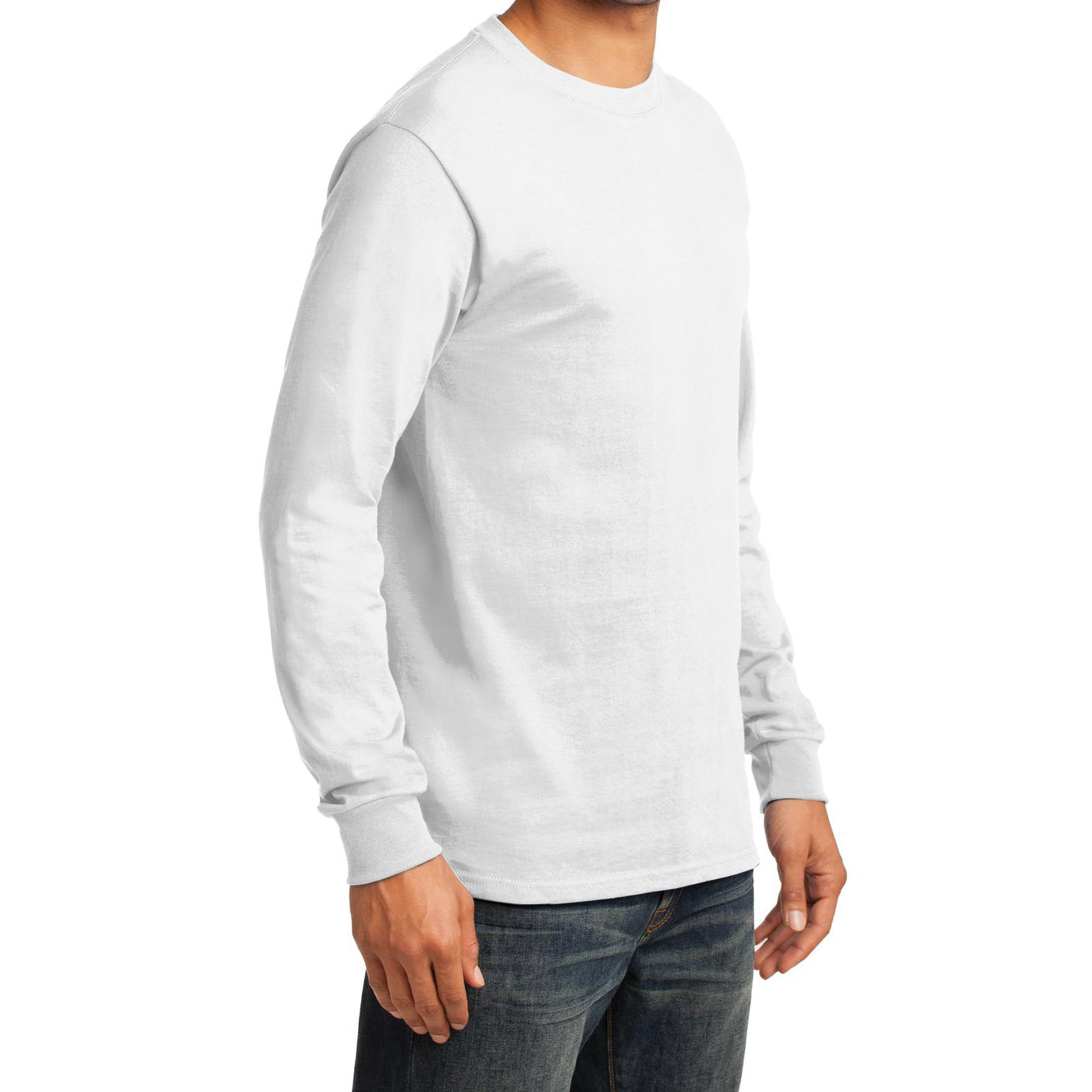 Men's Long Sleeve Essential Tee - White - Side