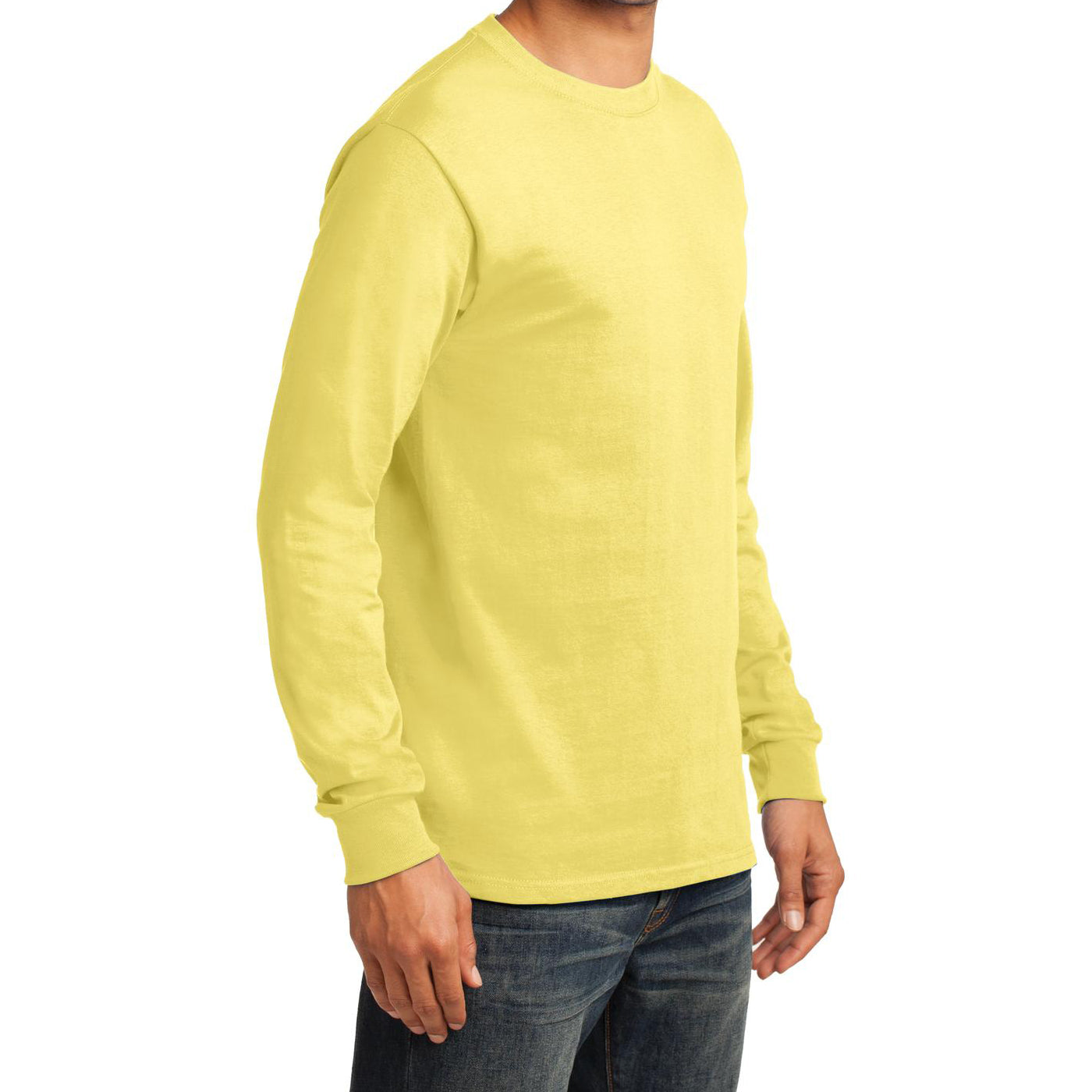 Men's Long Sleeve Essential Tee - Yellow - Side