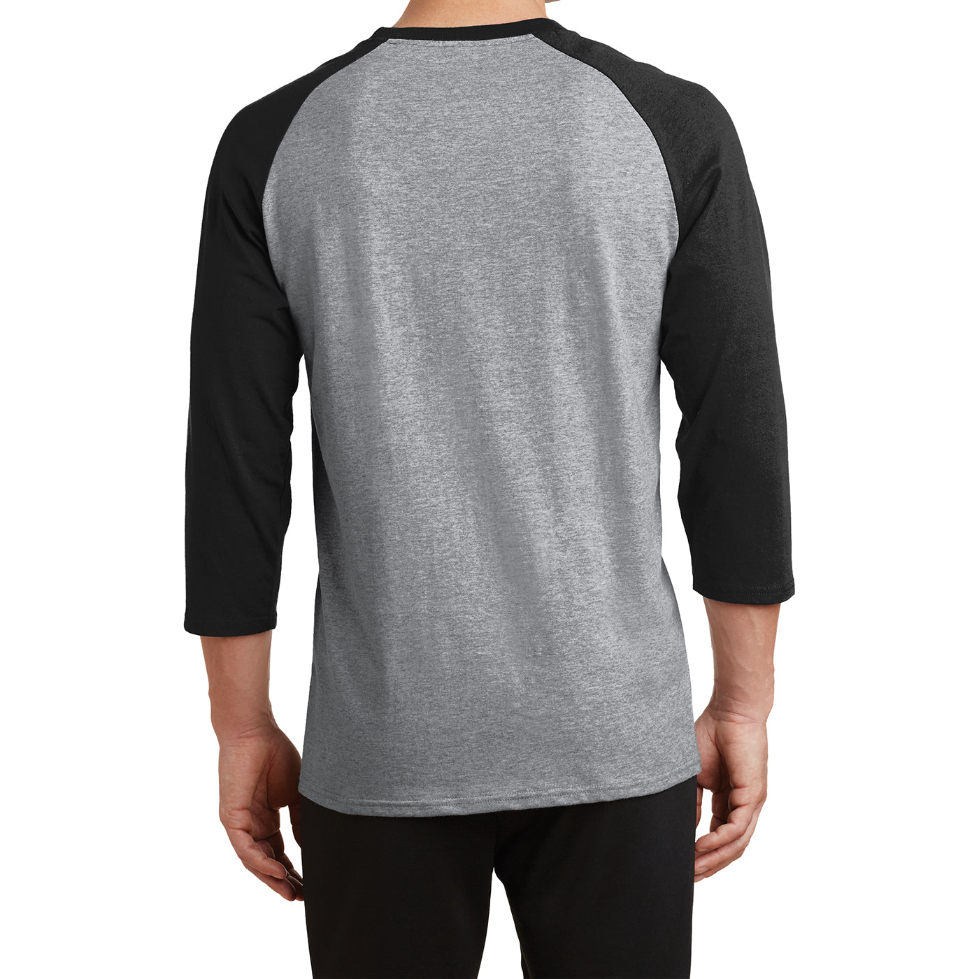 Men's Core Blend 3/4-Sleeve Raglan Tee - Athletic Heather/ Jet Black - Back