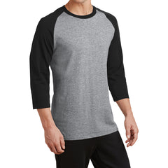 Men's Core Blend 3/4-Sleeve Raglan Tee - Athletic Heather/ Jet Black - Side
