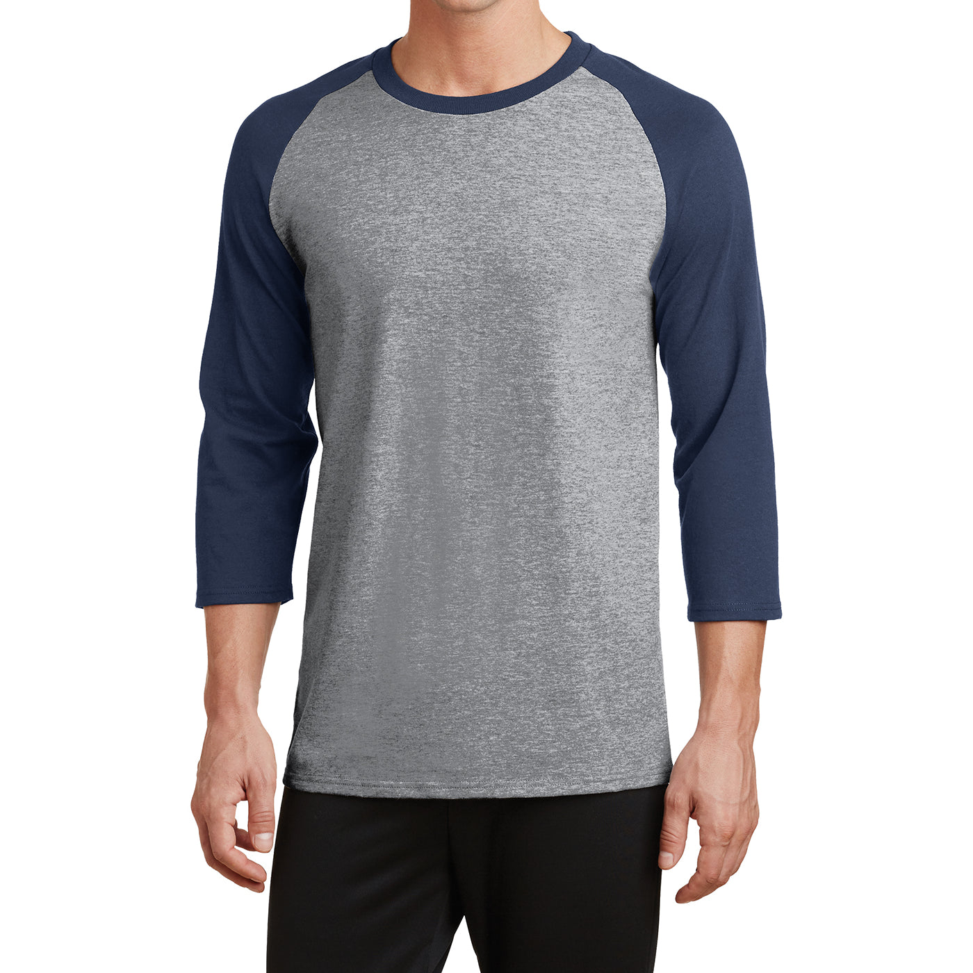 Men's Core Blend 3/4-Sleeve Raglan Tee - Athletic Heather/ Navy - Front