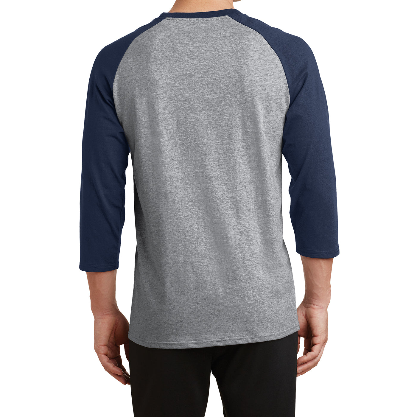 Men's Core Blend 3/4-Sleeve Raglan Tee - Athletic Heather/ Navy - Back