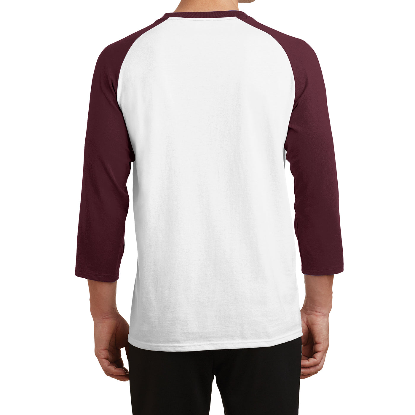 Men's Core Blend 3/4-Sleeve Raglan Tee - White/ Athletic Maroon - Back