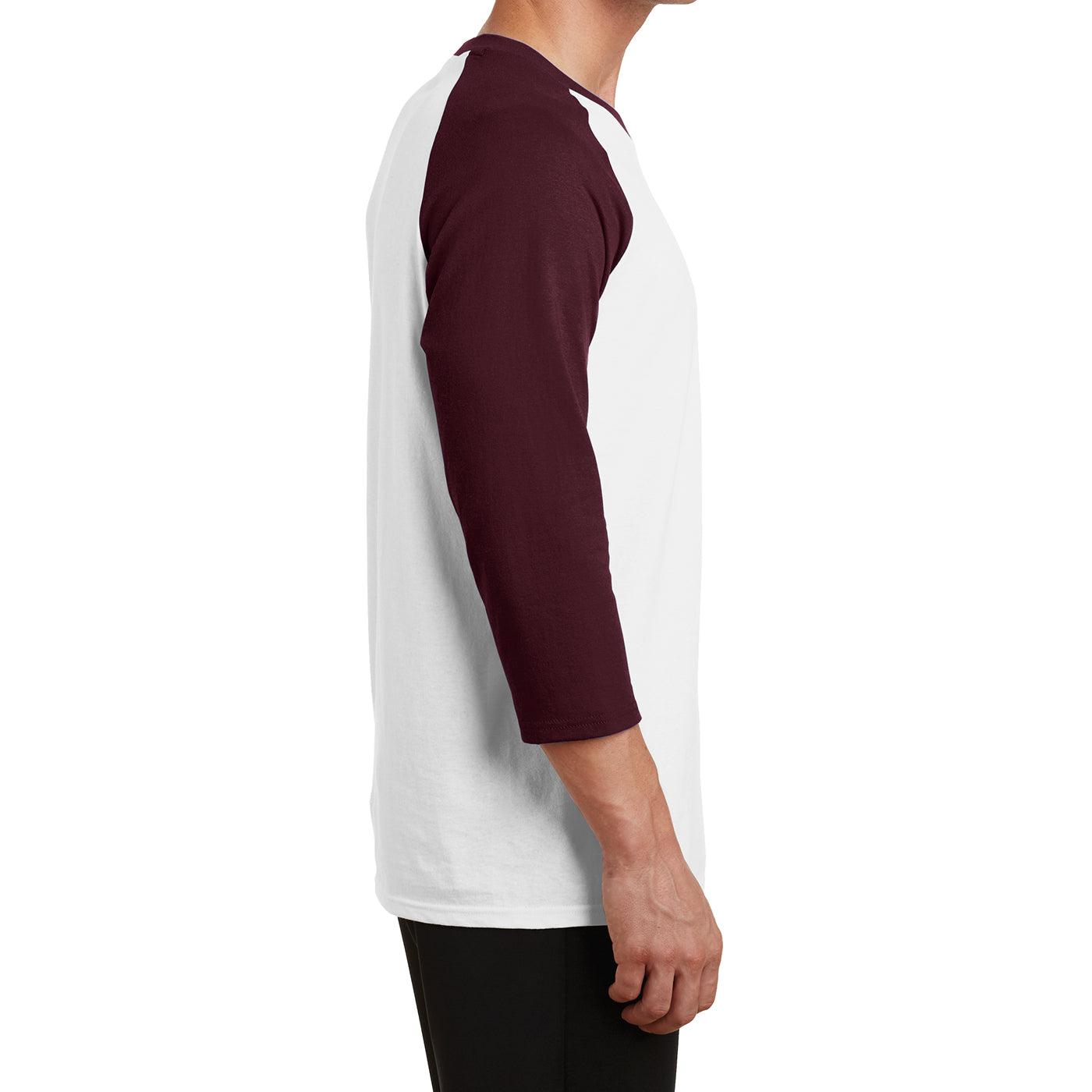 Men's Core Blend 3/4-Sleeve Raglan Tee - White/ Athletic Maroon - Side