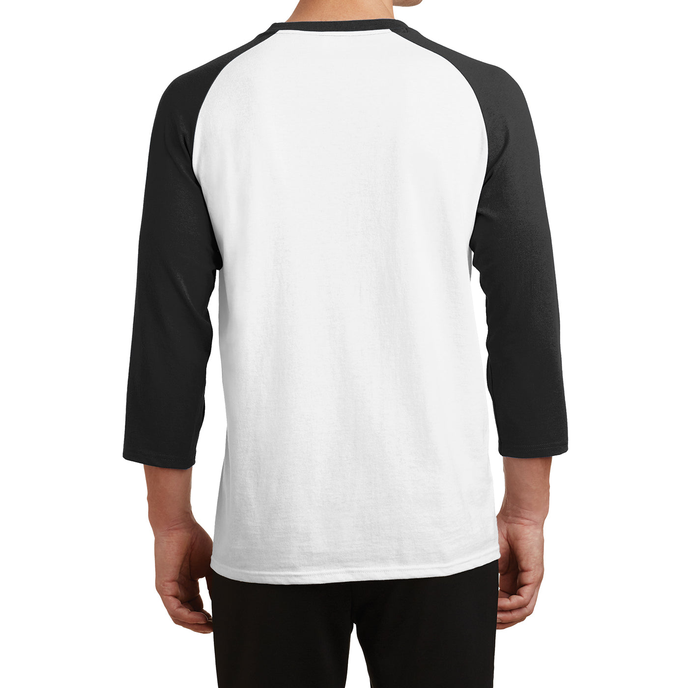 Men's Core Blend 3/4-Sleeve Raglan Tee - White/ Jet Black - Back
