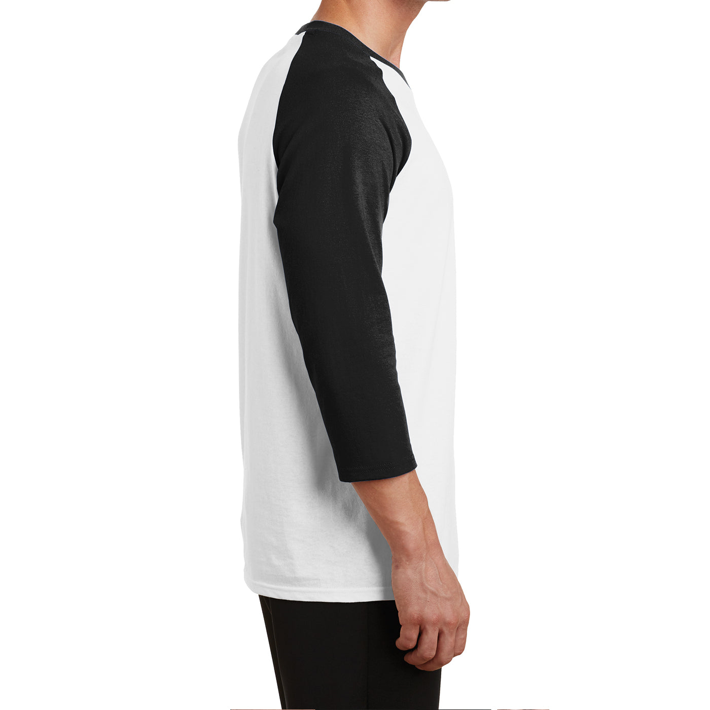 Men's Core Blend 3/4-Sleeve Raglan Tee - White/ Jet Black - Side