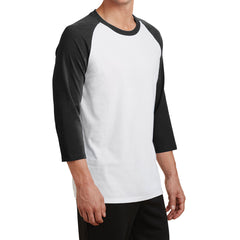 Men's Core Blend 3/4-Sleeve Raglan Tee - White/ Jet Black - Side