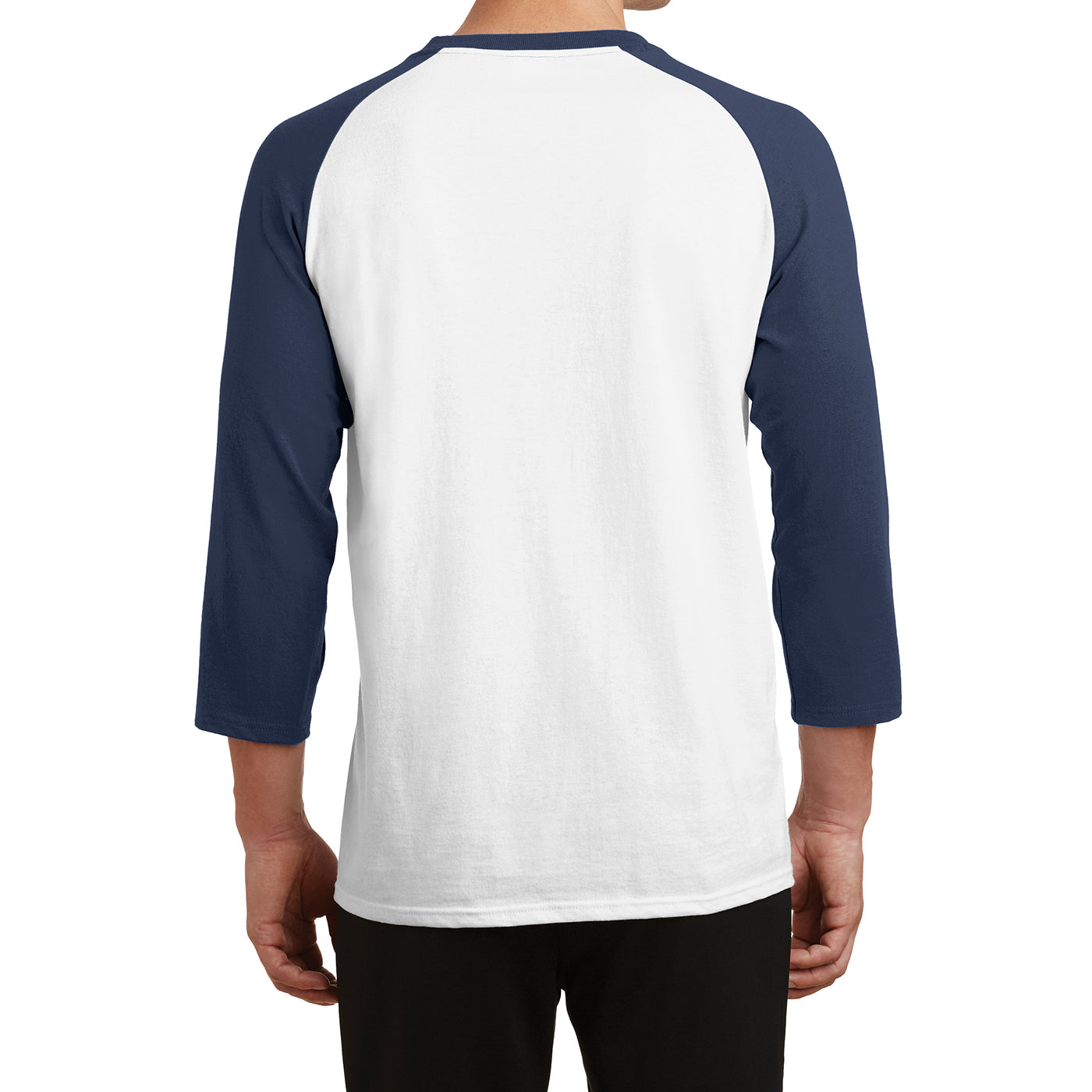 Men's Core Blend 3/4-Sleeve Raglan Tee - White/ Navy - Back