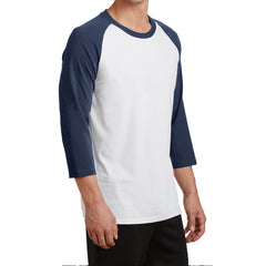 Men's Core Blend 3/4-Sleeve Raglan Tee - White/ Navy - Side