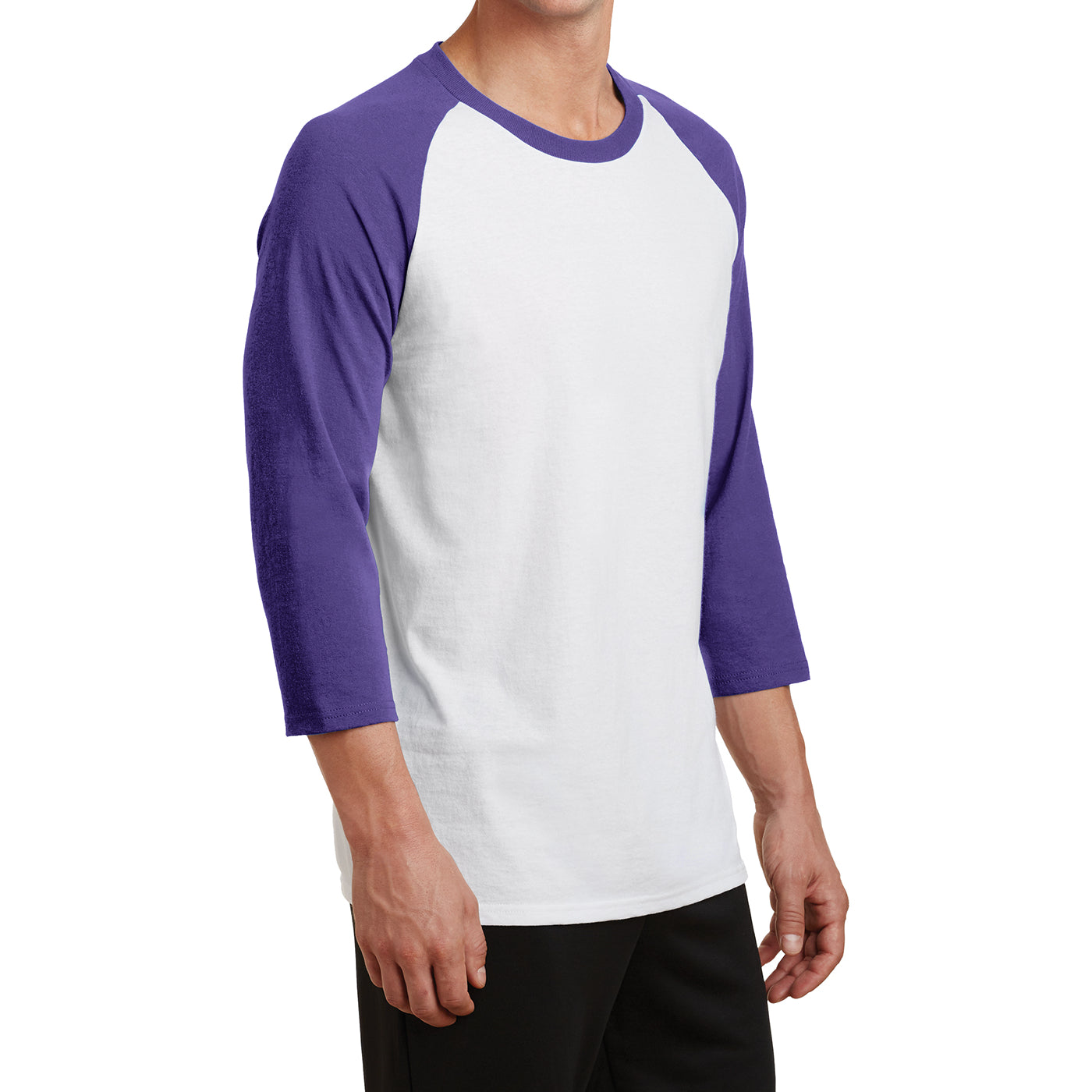 Men's Core Blend 3/4-Sleeve Raglan Tee - White/ Purple - Side