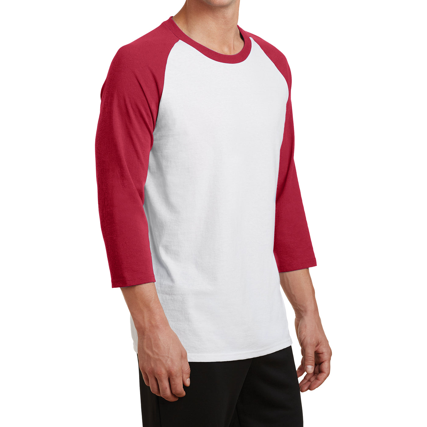 Men's Core Blend 3/4-Sleeve Raglan Tee - White/ Red - Side