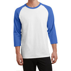 Men's Core Blend 3/4-Sleeve Raglan Tee - White/ Royal - Front