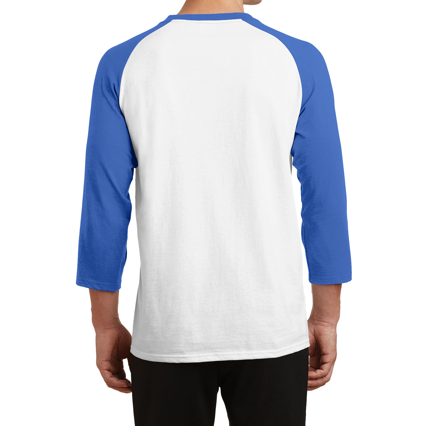 Men's Core Blend 3/4-Sleeve Raglan Tee - White/ Royal - Back