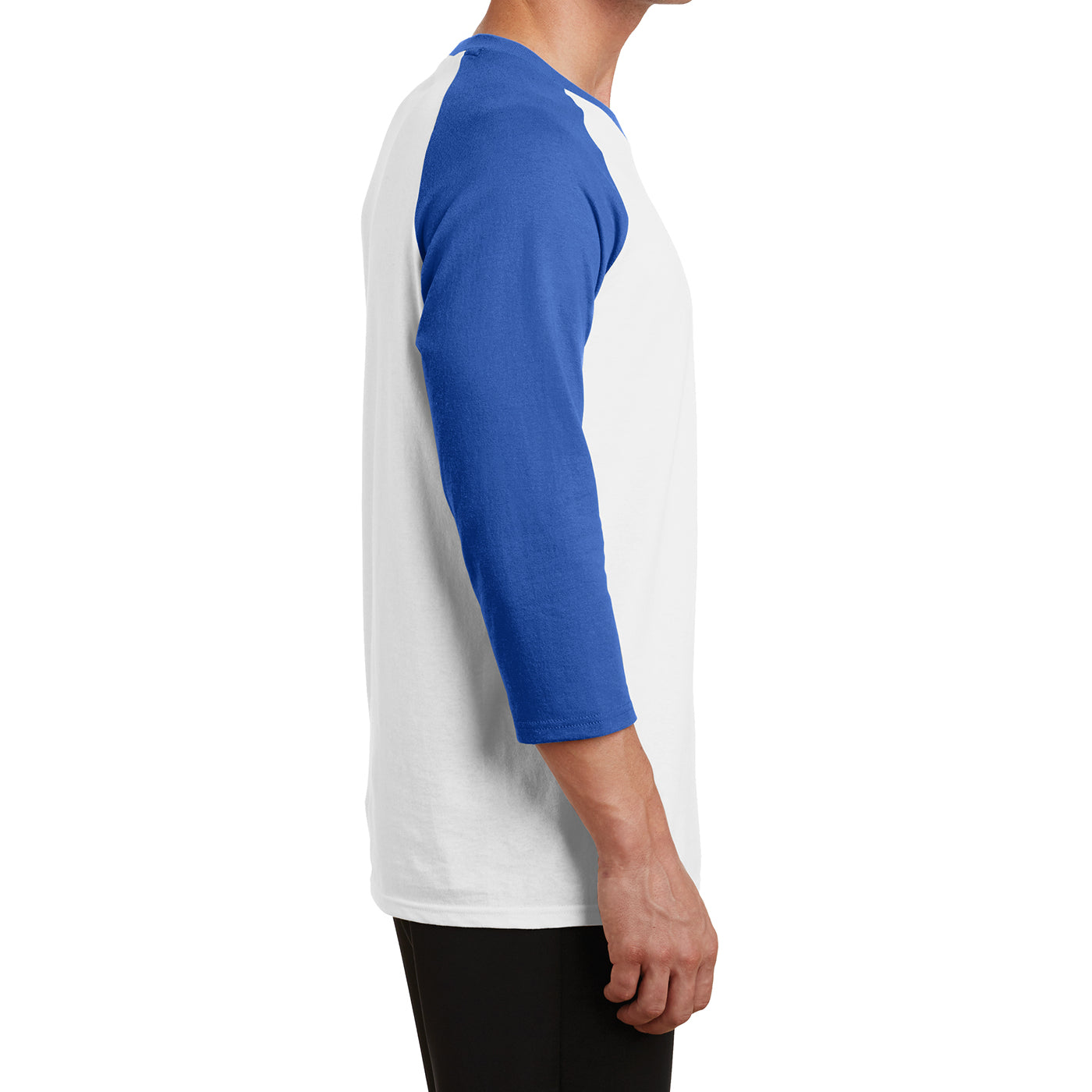 Men's Core Blend 3/4-Sleeve Raglan Tee - White/ Royal - Side