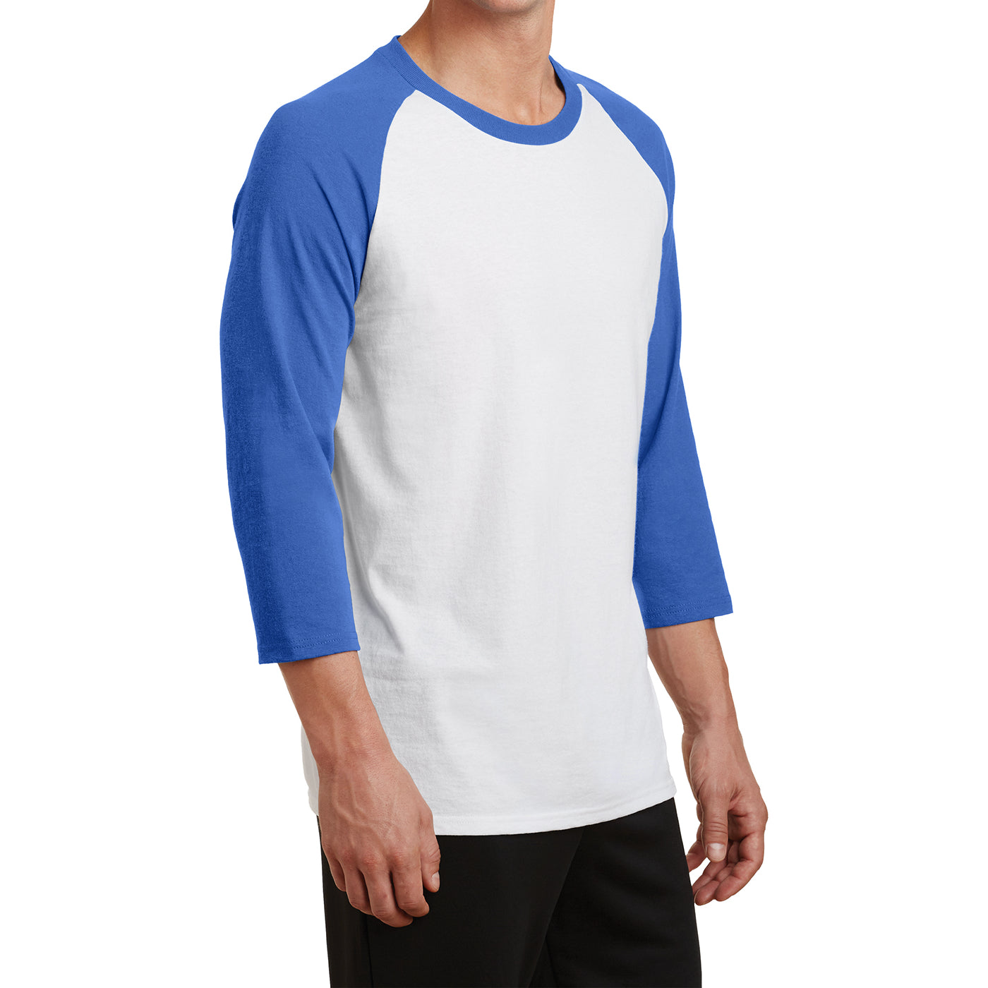 Men's Core Blend 3/4-Sleeve Raglan Tee - White/ Royal - Side