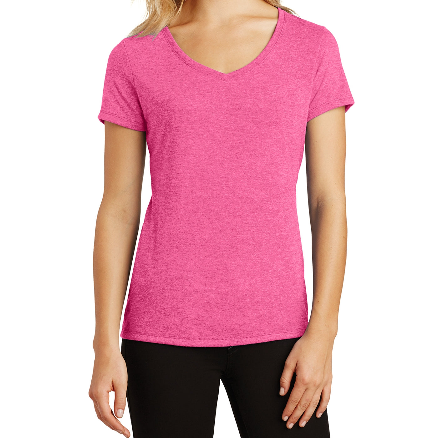 Women's Perfect Tri V-Neck Tee - Fuchsia Frost - Front
