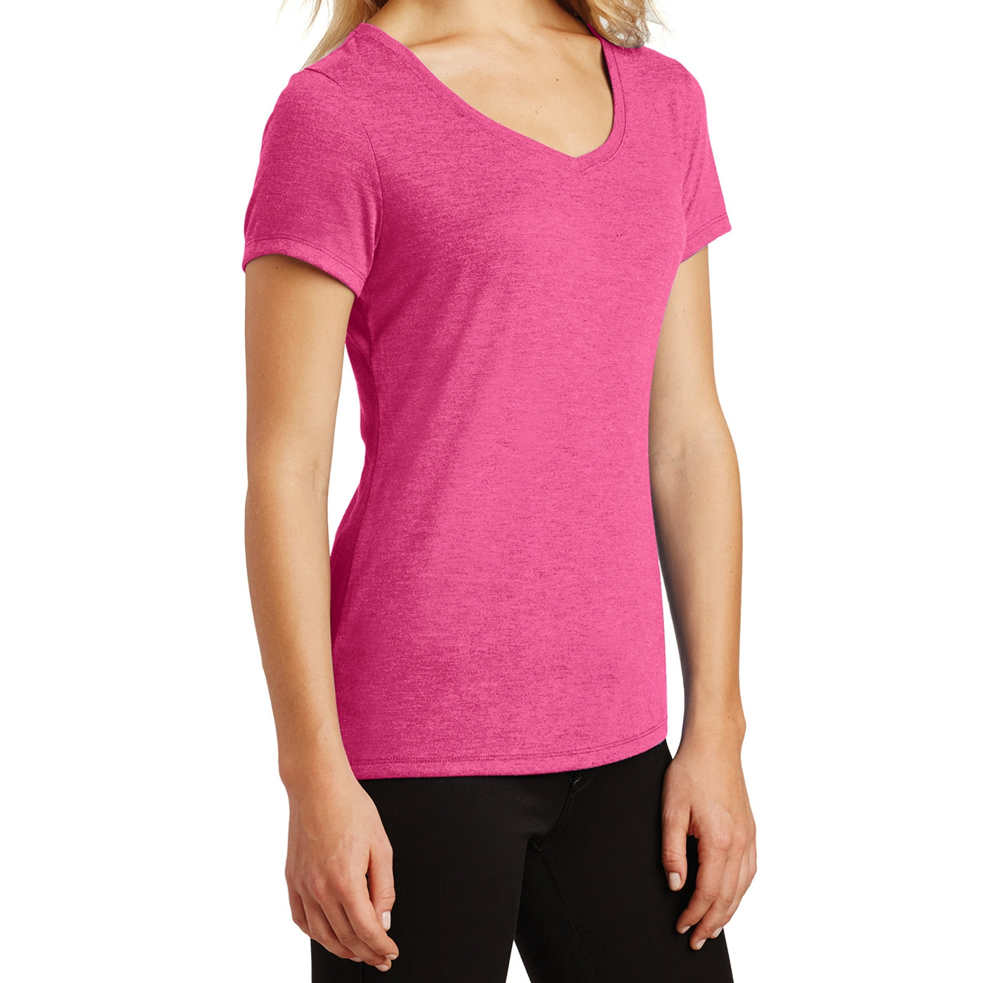 Women's Perfect Tri V-Neck Tee - Fuchsia Frost - Side