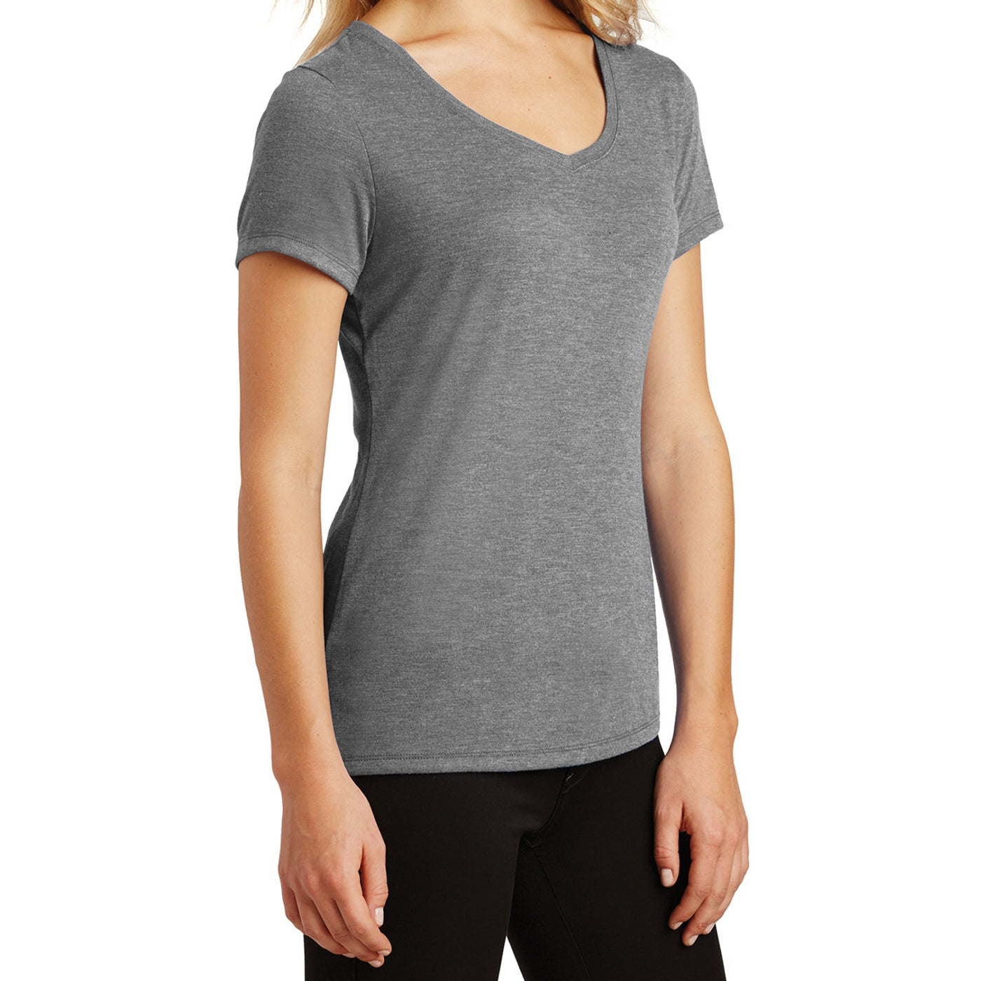 Women's Perfect Tri V-Neck Tee - Grey Frost - Side