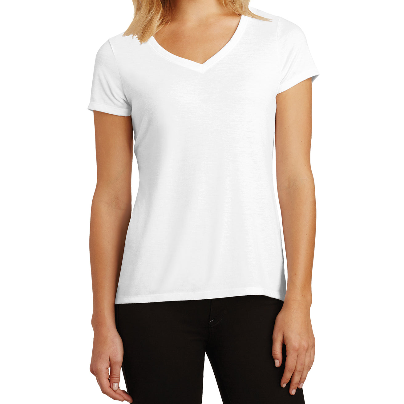 Women's Perfect Tri V-Neck Tee - White - Front