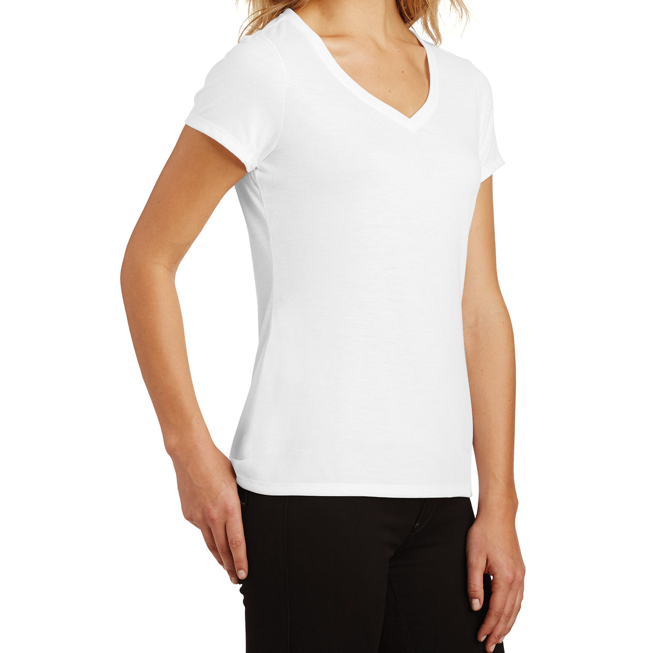 Women's Perfect Tri V-Neck Tee - White - Side