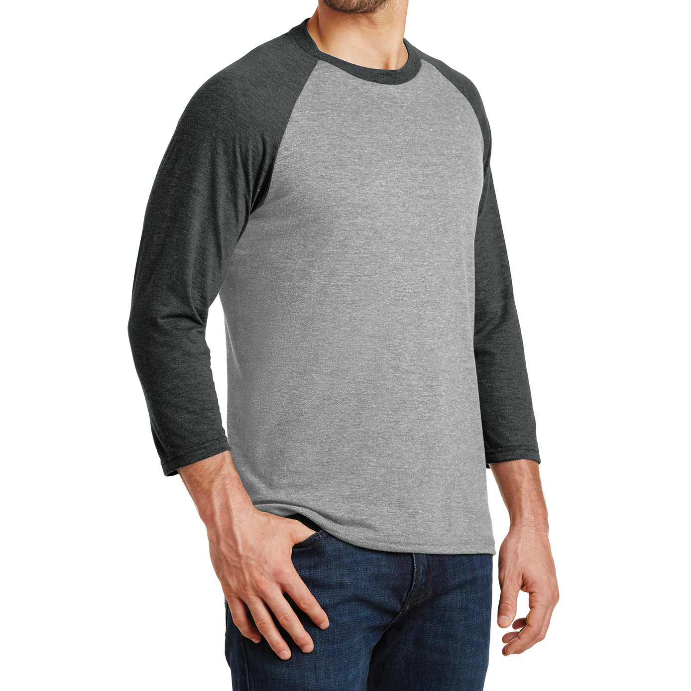 Men's Perfect Tri 3/4-Sleeve Raglan - Black Frost/Grey Frost - Side