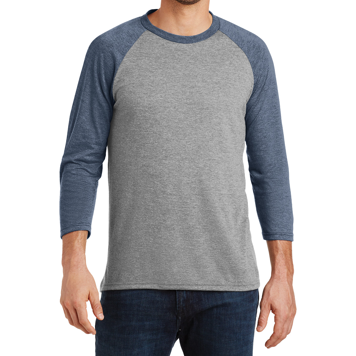 Men's Perfect Tri 3/4-Sleeve Raglan - Navy Frost/Grey Frost - Front