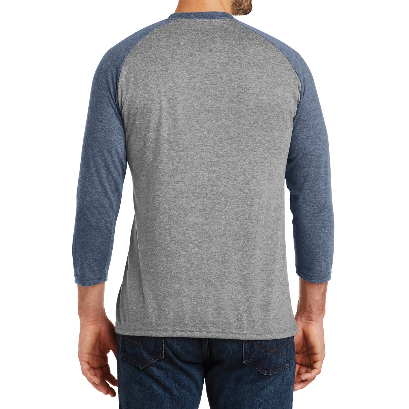Men's Perfect Tri 3/4-Sleeve Raglan - Navy Frost/Grey Frost - Back