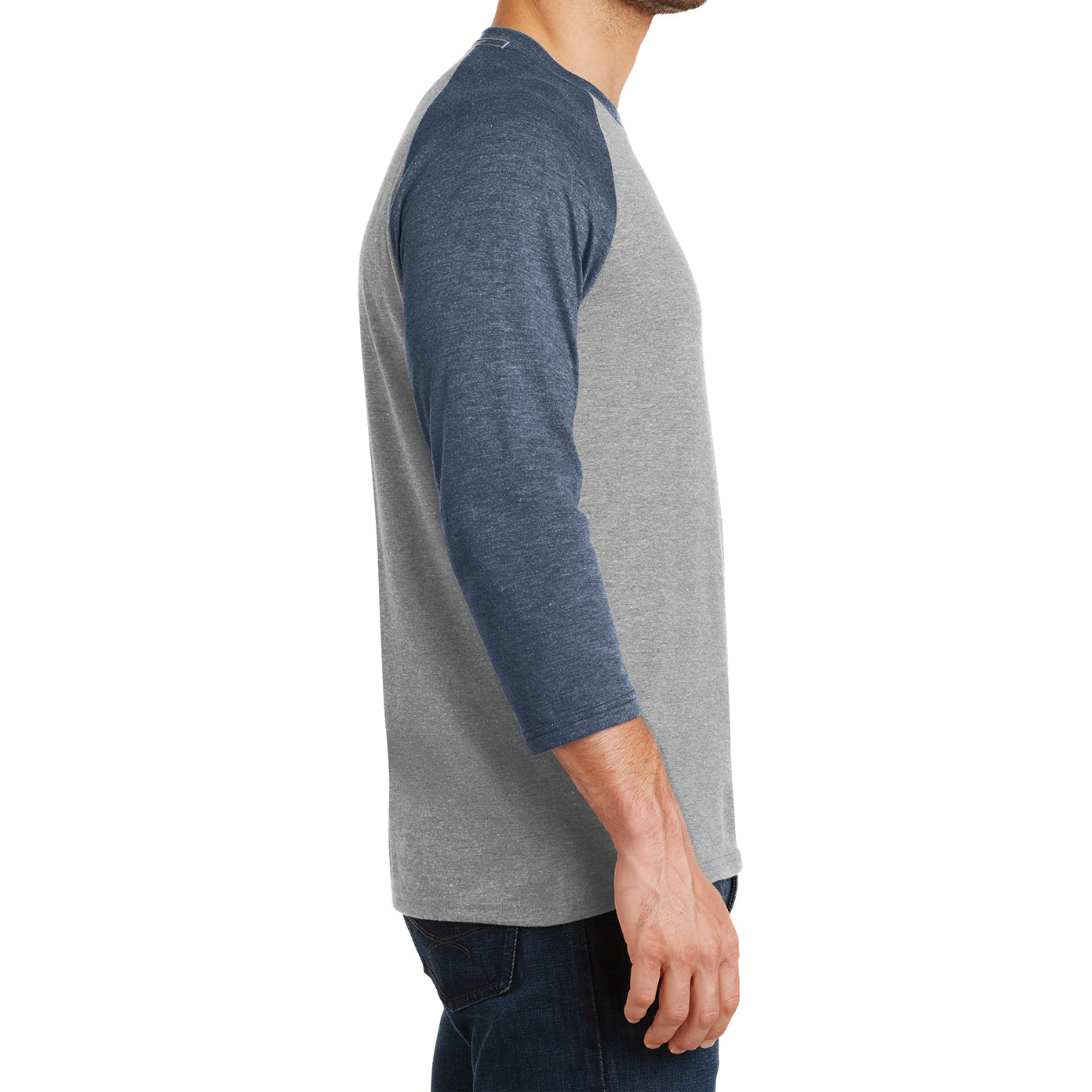 Men's Perfect Tri 3/4-Sleeve Raglan - Navy Frost/Grey Frost - Side