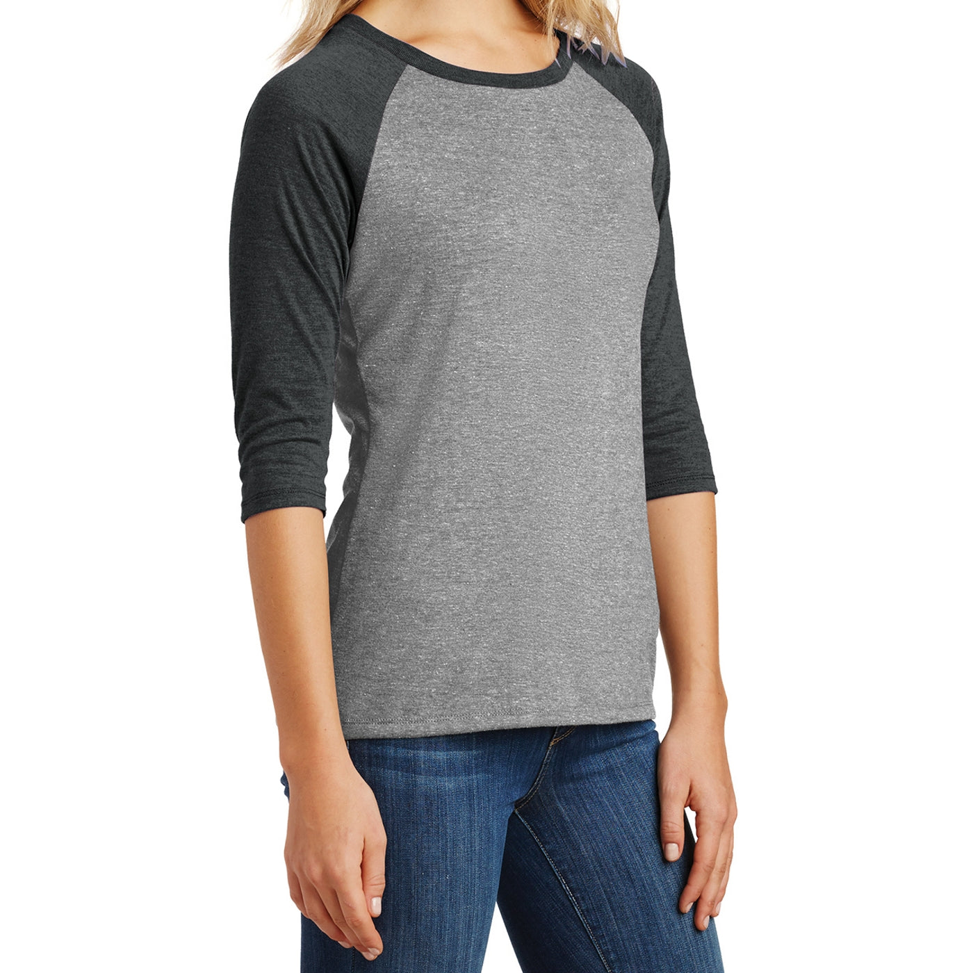 Women's Perfect Tri 3/4-Sleeve Raglan - Black Frost/ Grey Frost
