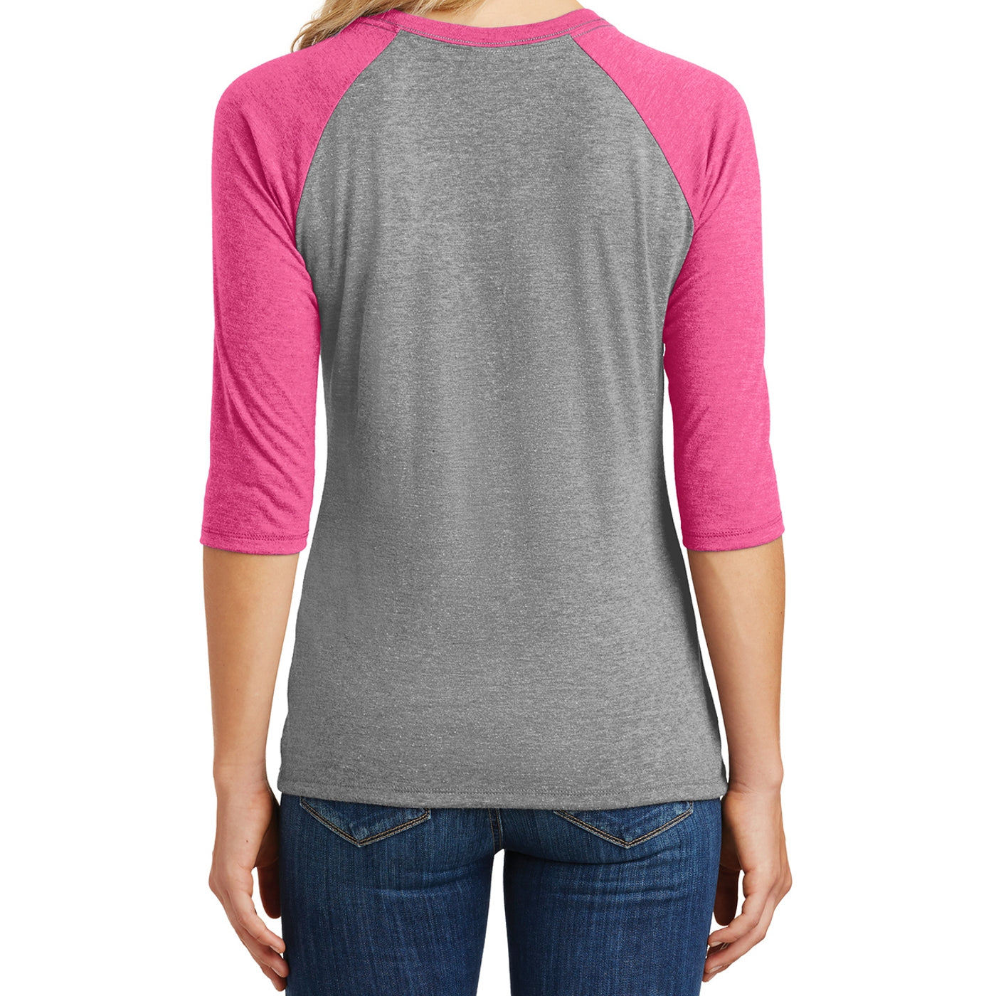 Women's Perfect Tri 3/4-Sleeve Raglan - Fuchsia Frost/ Grey Frost
