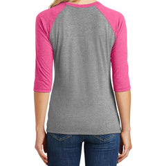 Women's Perfect Tri 3/4-Sleeve Raglan - Fuchsia Frost/ Grey Frost