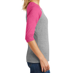 Women's Perfect Tri 3/4-Sleeve Raglan - Fuchsia Frost/ Grey Frost